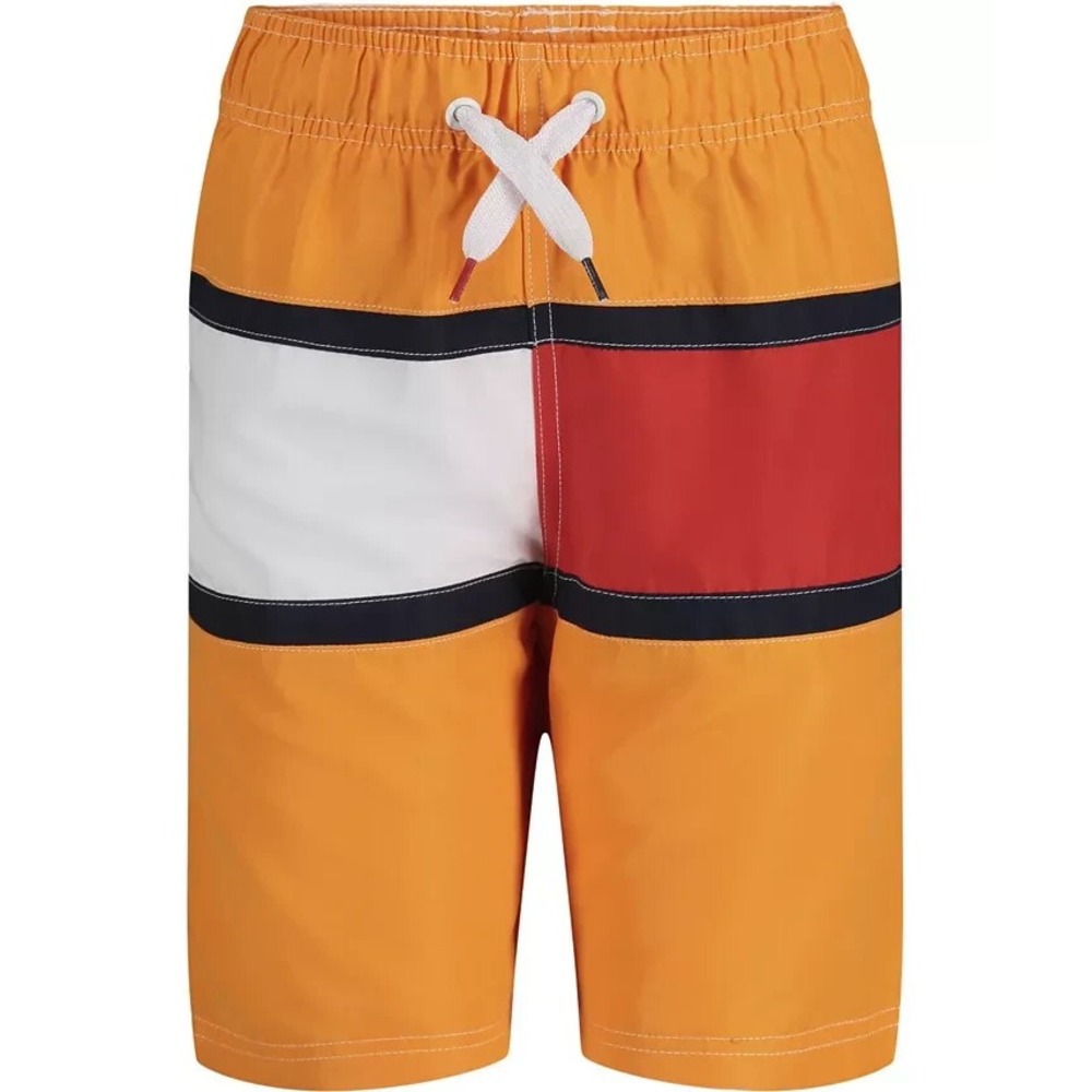 NWT Tommy Hilfiger  Boys‎ Orange Flag Swim Trunks~SZ MED 12/14